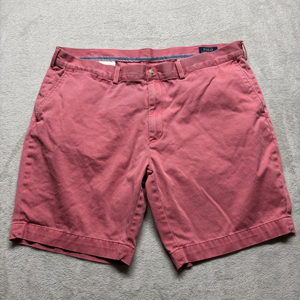 Polo Ralph Lauren Shorts Mens 42 Classic Fit 9" Salmon Pink Chino Sunwashed EUC